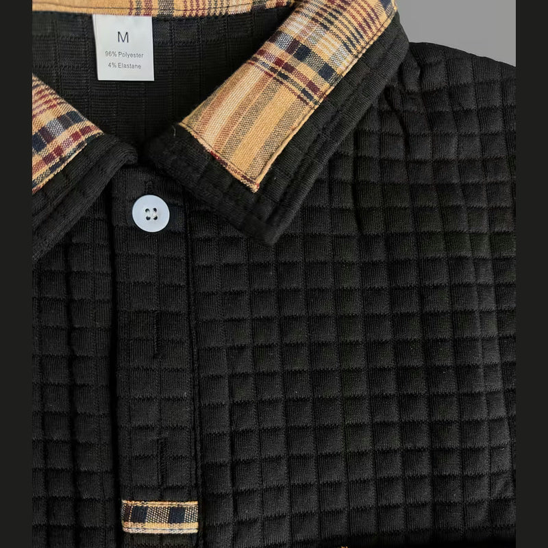 Arden Waffle-Knit Long Sleeve Polo