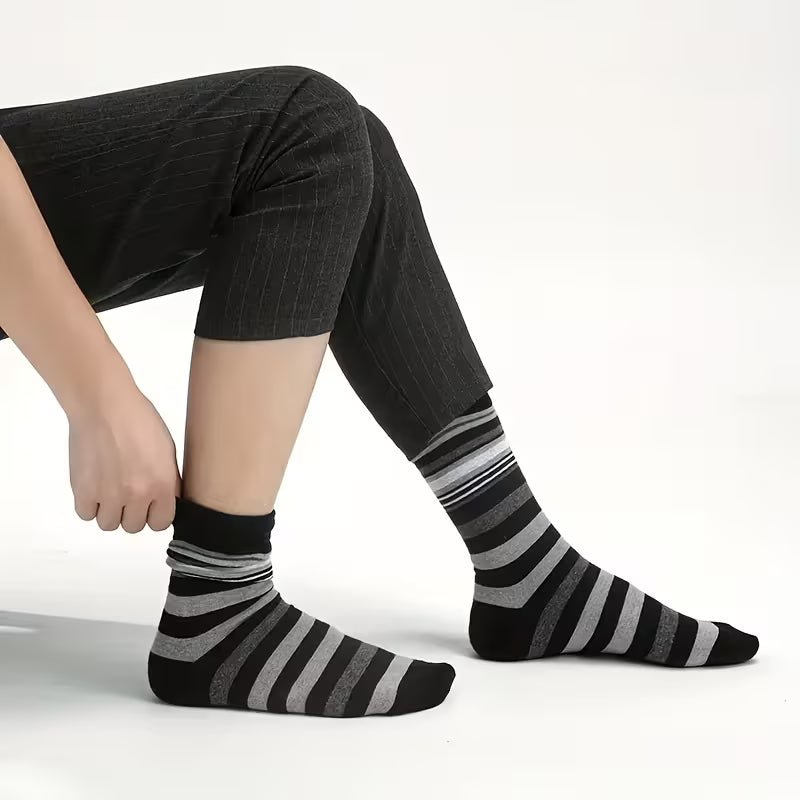 Drayton Thermal Stripe Cotton Crew Socks — 6-Pack