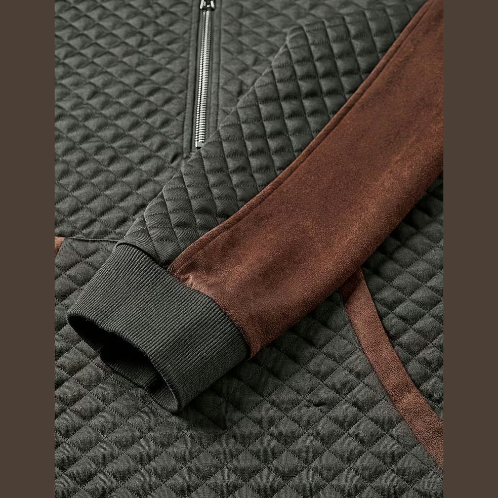 Quilted Hooded Zip Sweater for Men