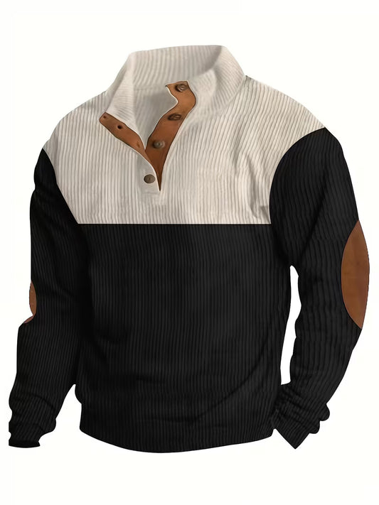 Heritage Color-Block Button-Neck Knit Top