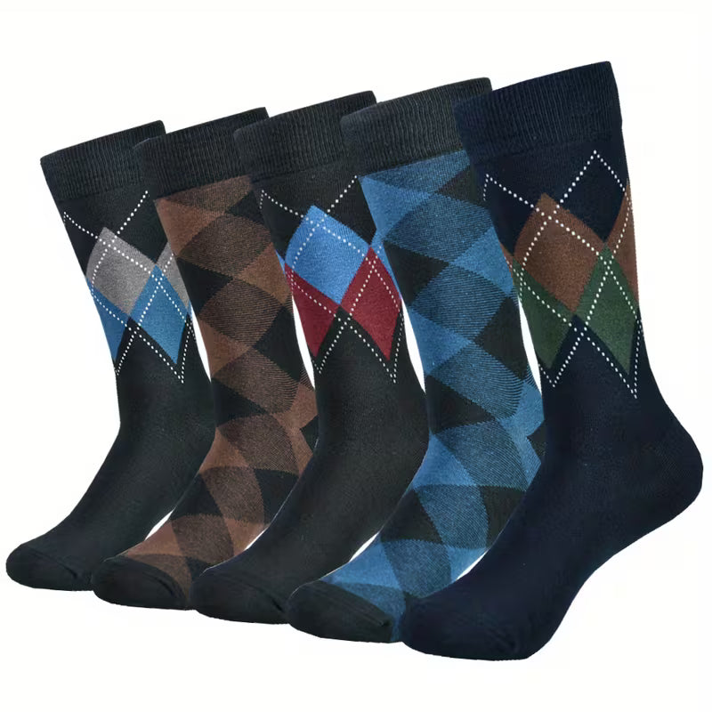 Beckett Argyle Cotton Dress Socks — 5-Pack