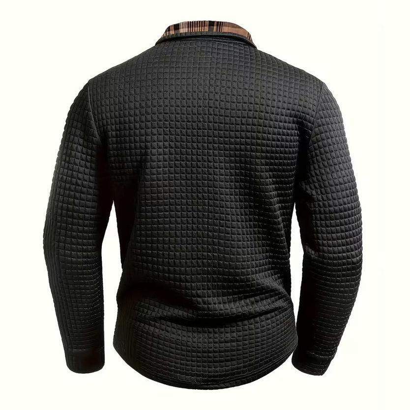 Arden Waffle-Knit Long Sleeve Polo