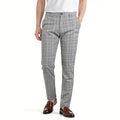 Grey Tartan Slim Fit Suit Trousers for Men