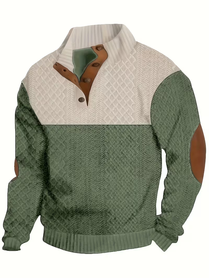 Heritage Button-Neck Knit Sweatshirt