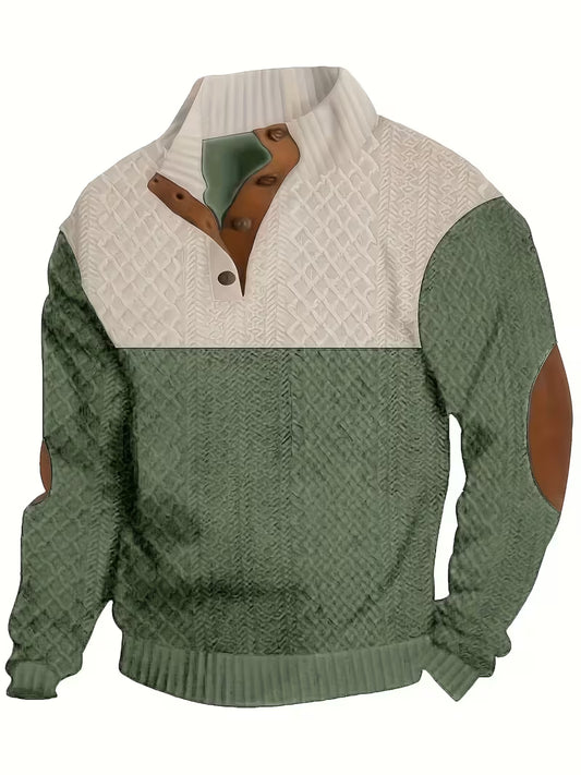 Heritage Button-Neck Knit Sweatshirt