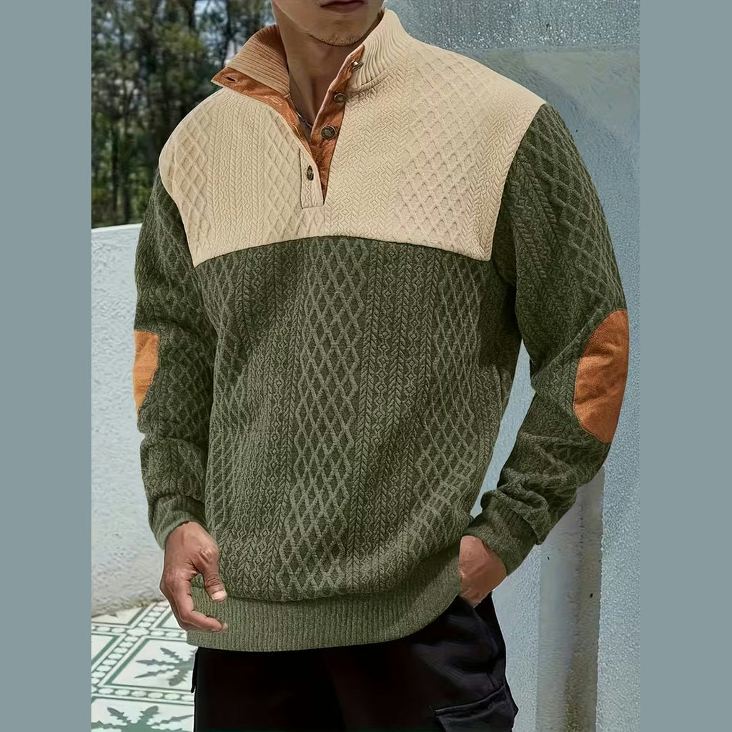 Heritage Button-Neck Knit Sweatshirt