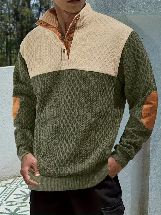 Heritage Button-Neck Knit Sweatshirt