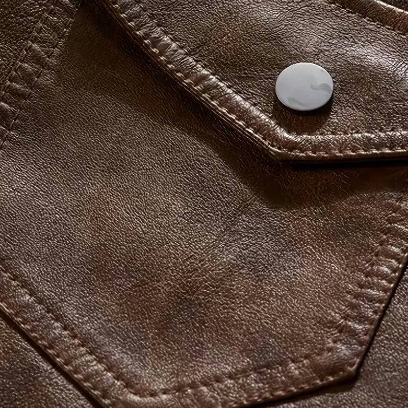 Vintage PU Leather Hooded Jacket for Men